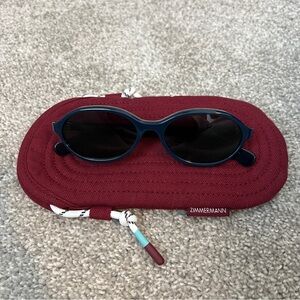 Zimmermann navy blue oval Sunglasses with Red Case